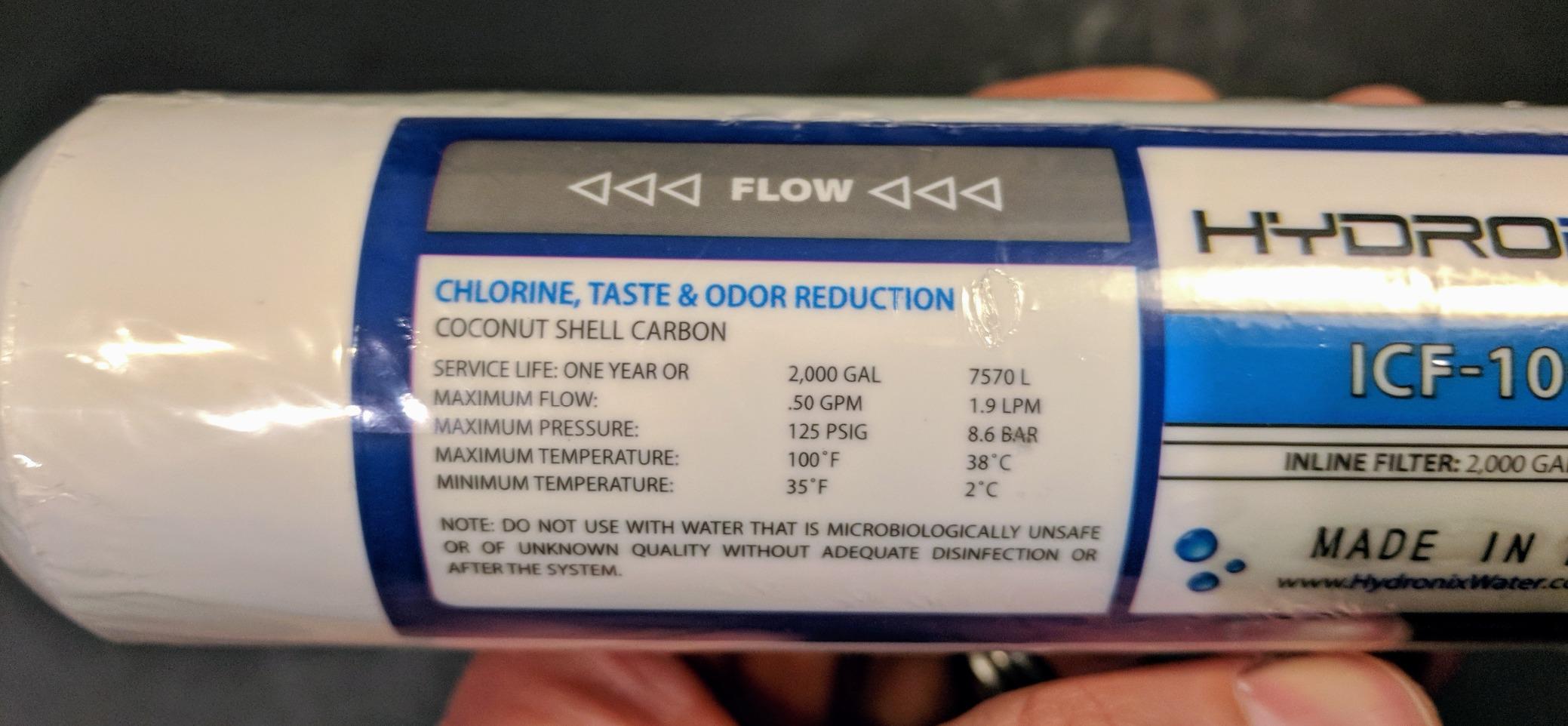 Hydronix ICF-10Q/3 Inline Post Activated Carbon Water Filter Replacement Cartridge with 1/4-Inch Quick Connect for Refrigerator, Ice Maker, RO Reverse Osmosis System, 2000 Gallons (3 Pack) customer photo 1