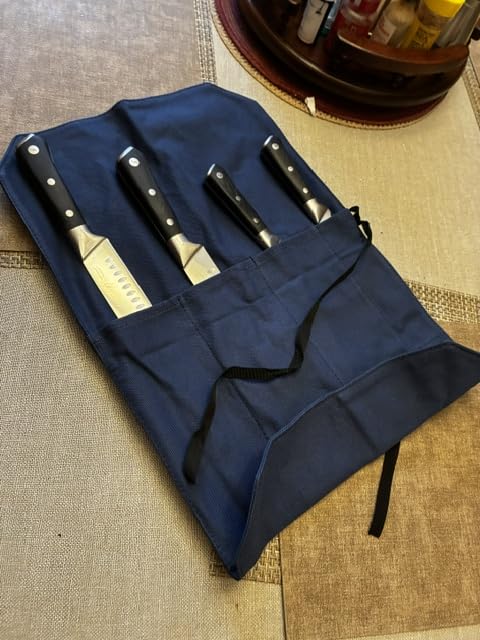 HERSENT Chef's Knife Roll Bag,Portable Travel Chef Knife Case Knife Bag Carrier Storage Bag with 4 Slots Best Gift for Pro Chef or Culinary Enthusiasts Men Women customer photo 1