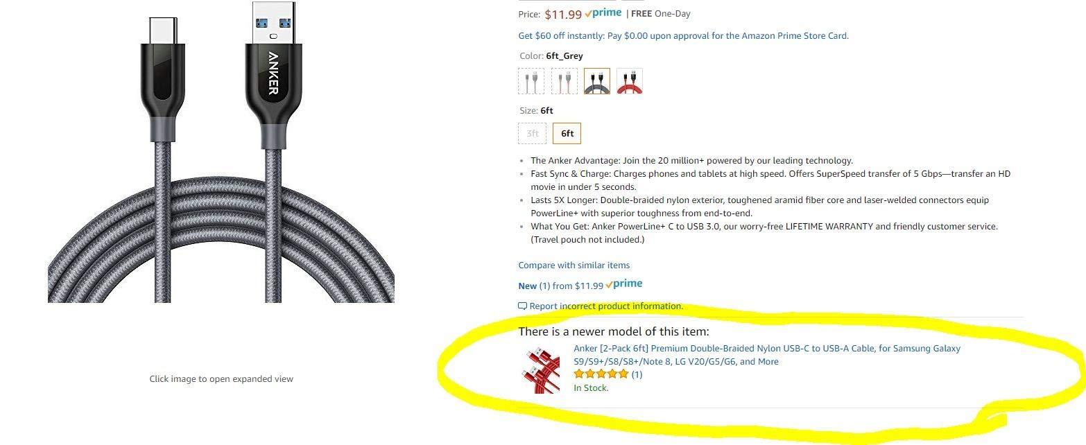 Anker USB A to USB C Cable, USB to USB C Cable (2-Pack, 6 ft, Black) customer photo 1