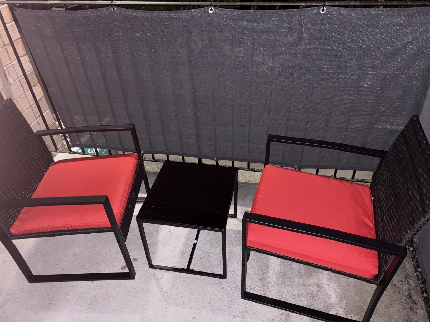 Flamaker 3 Pieces Patio Furniture Set Outdoor Wicker Bistro Chair (Black) customer photo 1