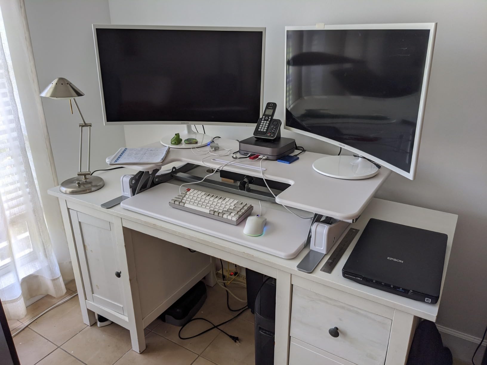 VIVO Black 36 in Electric Desk Converter, DESK-V000VE | Height Adjustable, Stand Up Desk Riser, Wide Keyboard Tray, Dual Monitor and Laptop Workstation, Black Frame, V Series customer photo 2