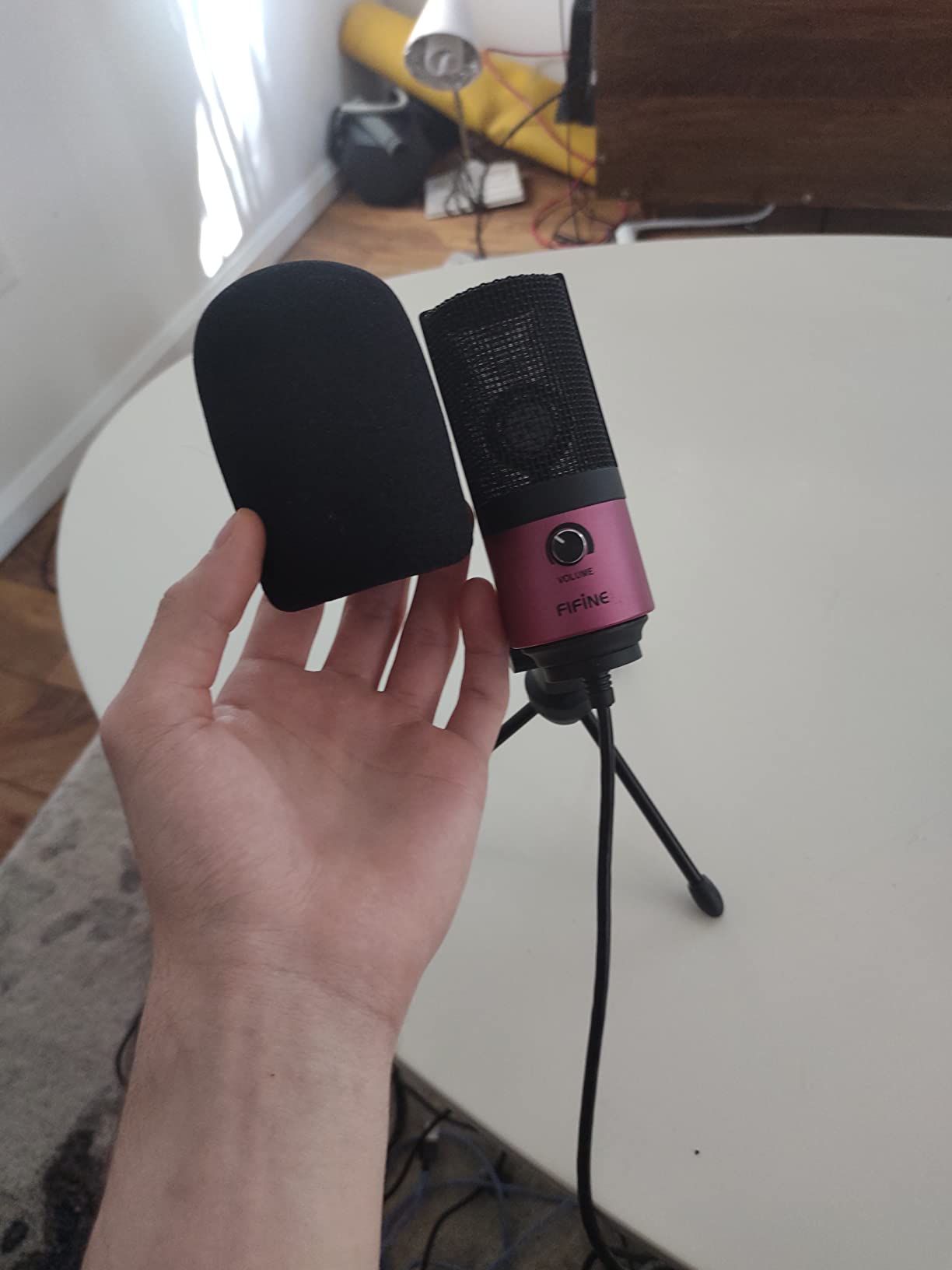 YOUSHARES K669B Pop Filter, Foam Mic Windscreen Compatible with Fifine USB Microphone (K669B K669 K669L K669G K669PRO2 K669S) for Recording and Streaming customer photo 1