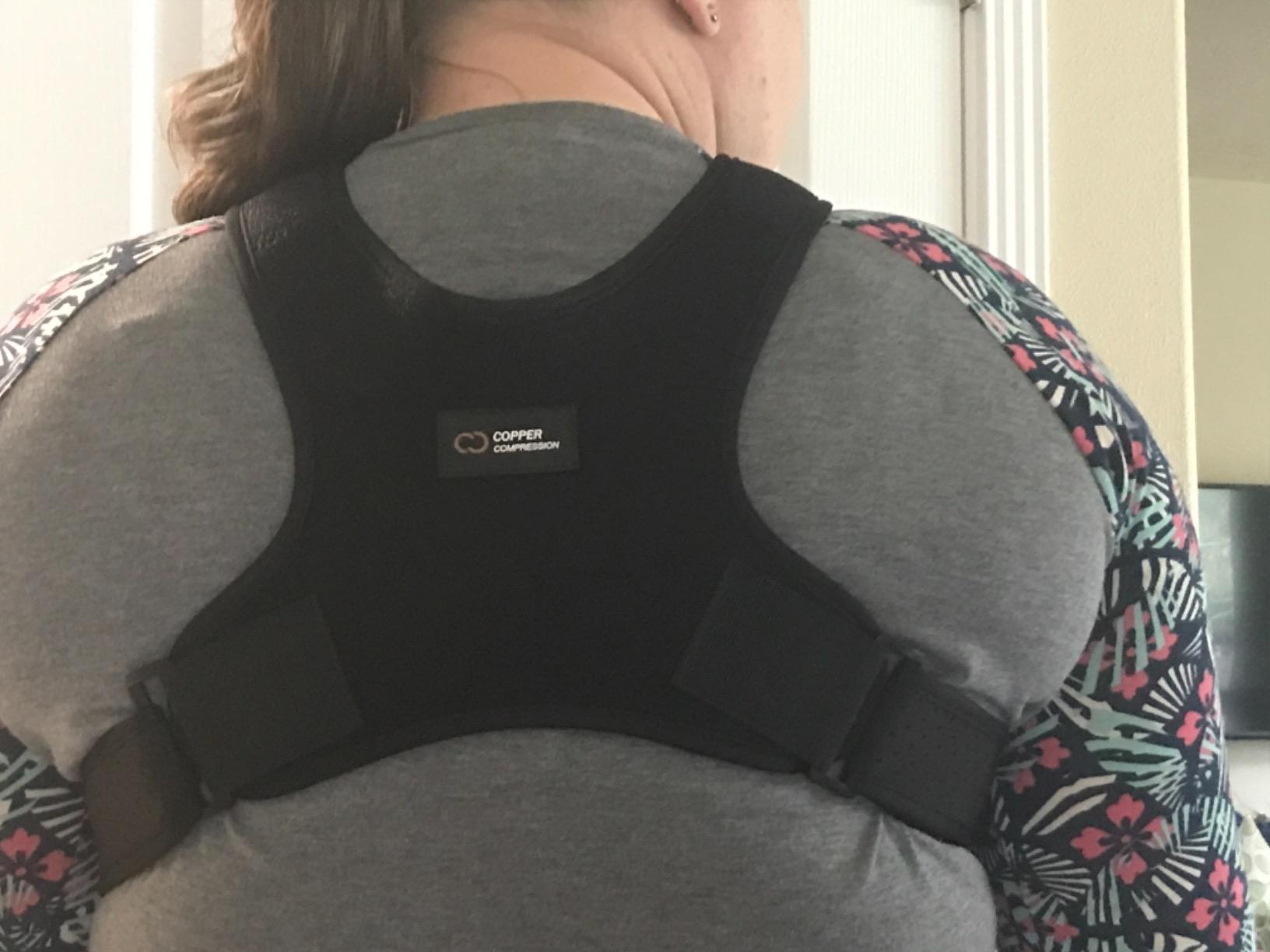 Copper Compression Back Brace Posture Corrector for Women and Men. Copper Infused Shoulder Straightener, Adjustable Upper Back Support for Relief, Scoliosis, Hunchback, Hump, Thoracic, Spine, Pain customer photo 1
