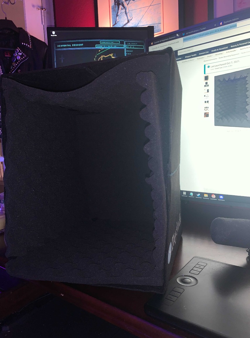 TroyStudio Portable Vocal Booth, Large Foldable Microphone Isolation Shield, Music Recording Studio Sound Echo Absorbing Box, Desk & Stand Use Reflection Filter with Thickened Dense Acoustic Foam customer photo 1
