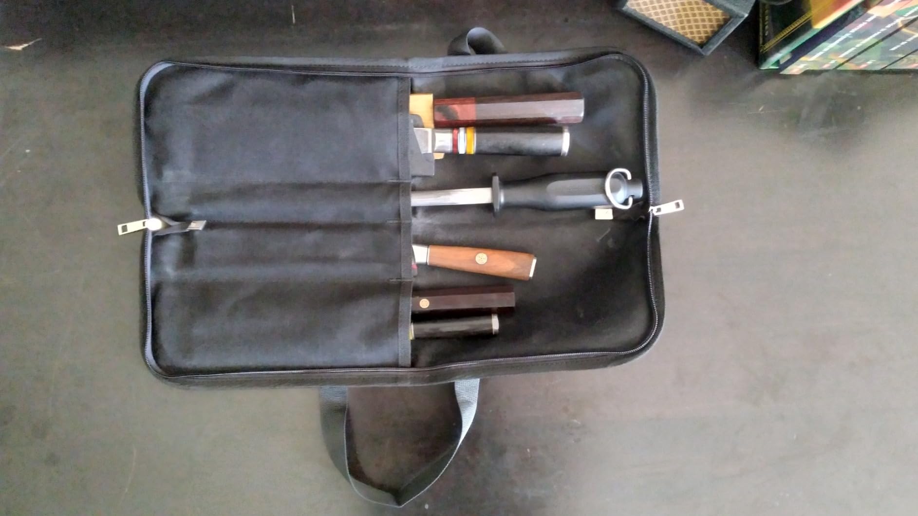 4 Slots Chefs Knife Roll Bag Cutlery Storage Case Men Army Green customer photo 2