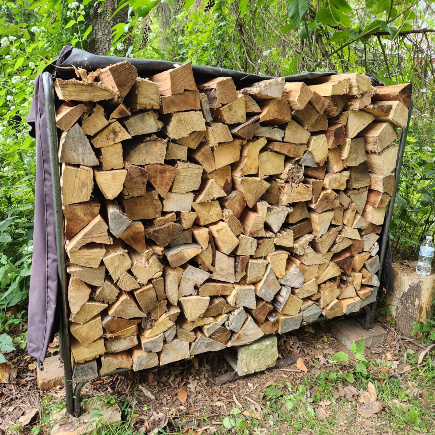 VIVOHOME 8ft Heavy Duty Indoor Outdoor Firewood Storage Log Rack with Cover Combo Set Black customer photo 1