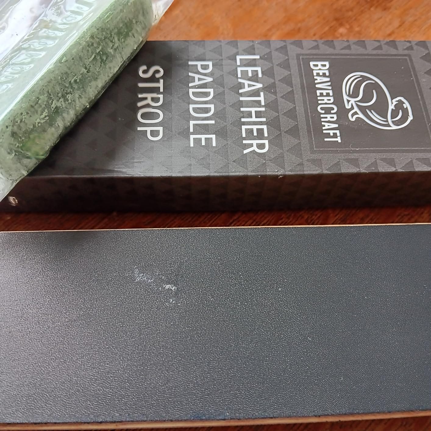 BeaverCraft Leather Strop for Knife Sharpening - Double-Sided Knife Strop & Stropping Compound Kit - Honing Strop Block 14