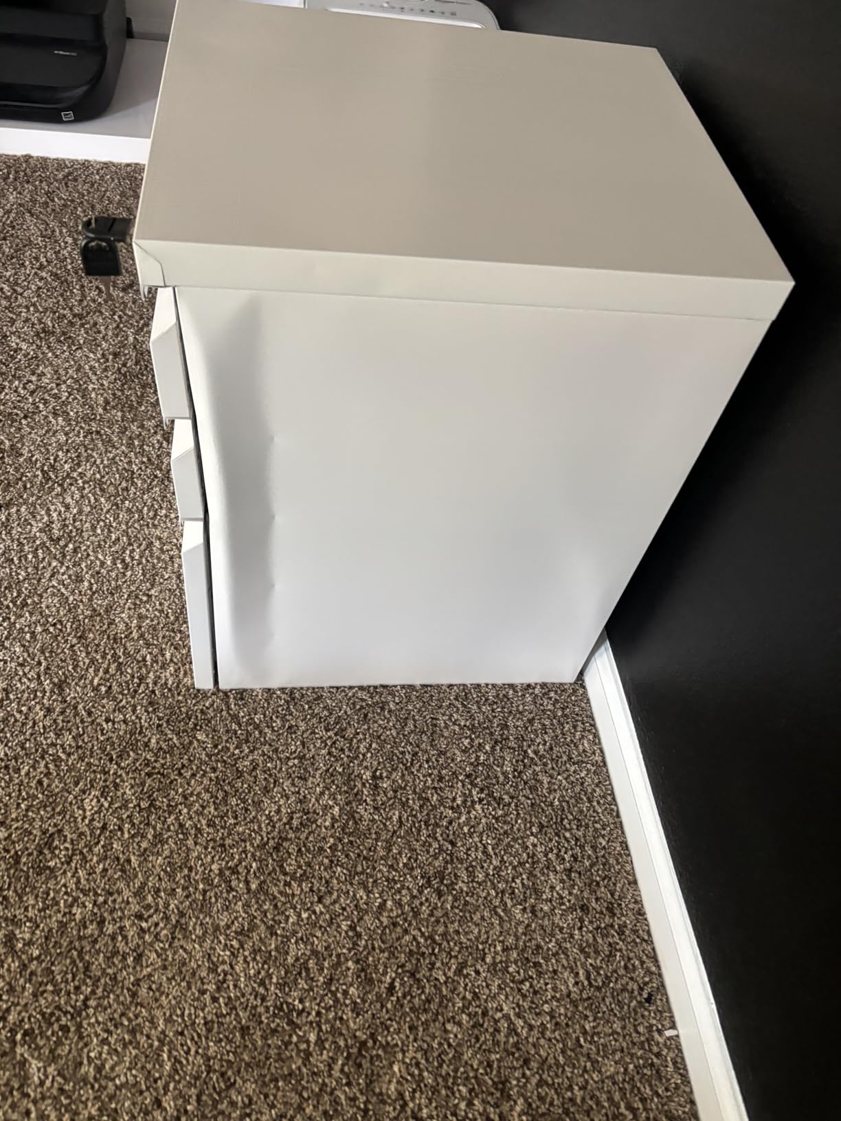 INTERGREAT 3 Drawer Filing Cabinet with Lock, White Mobile File Cabinet with Wheels, Rolling Small Metal Cabinets Under Desk for Home Office, Assembled customer photo 2