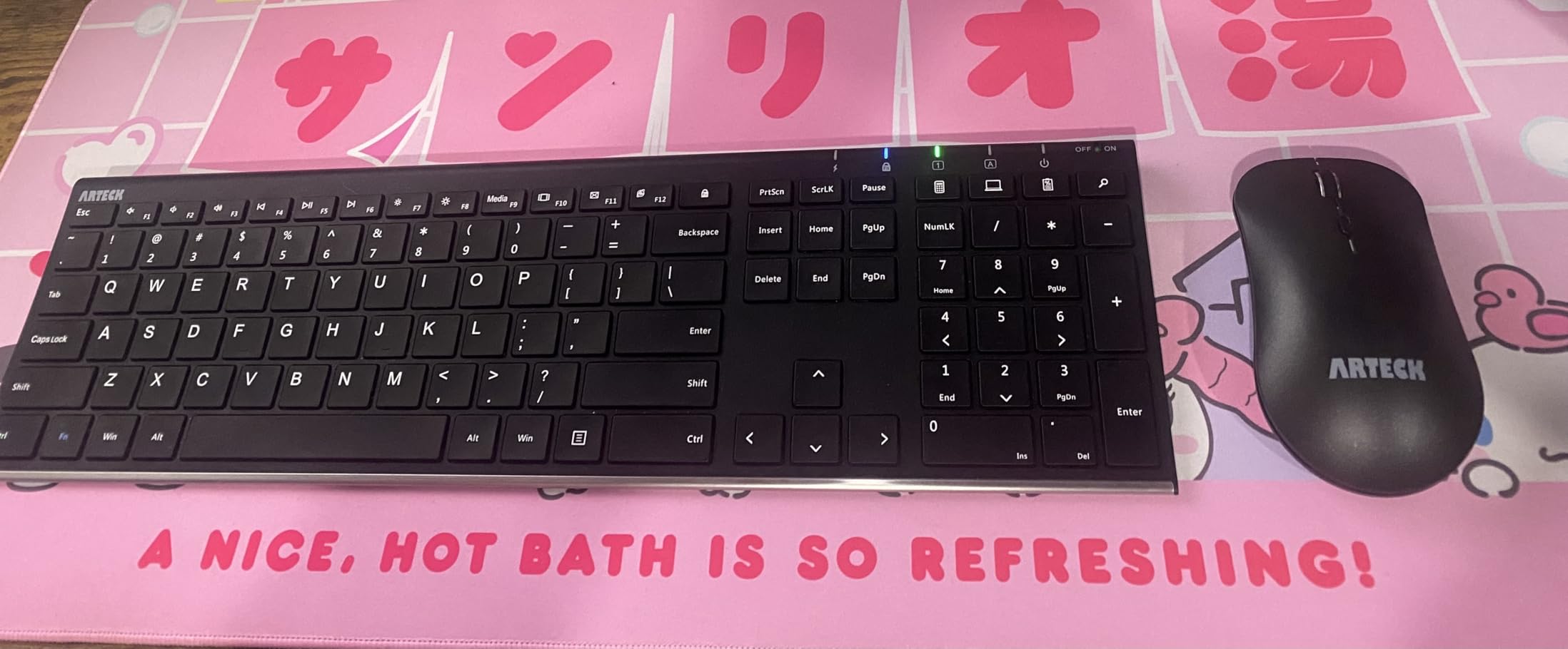 Arteck 2.4G Wireless Keyboard and Mouse Combo Stainless Steel Ultra Slim Full Size Keyboard and Ergonomic Mice for Computer Desktop PC Laptop and Windows 10/8/7 Build in Rechargeable Battery customer photo 2