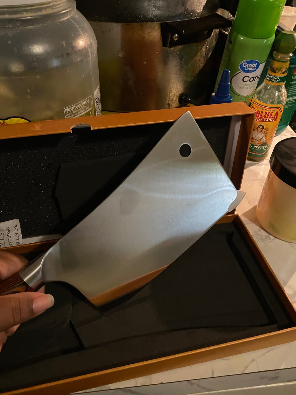 TUO Meat Cleaver, 7 inch Heavy Duty Bone Chopper, High Carbon German Stainless Steel Butcher Knife, Pakkawood Handle Kitchen Chopping Knife with Gift Box - Fiery Phoenix Series customer photo 1