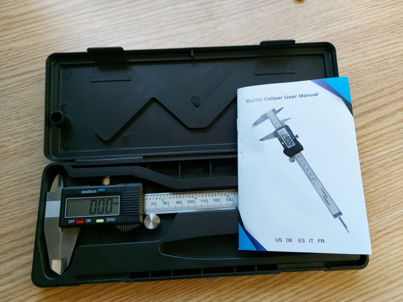Caliper Measuring Tool, Qfun Vernier Digital Caliper Stainless Steel 6 Inch/150mm, Digital Micrometer Waterproof, Easy Switch from Inch to Millimeter, Large LCD Screen customer photo 2