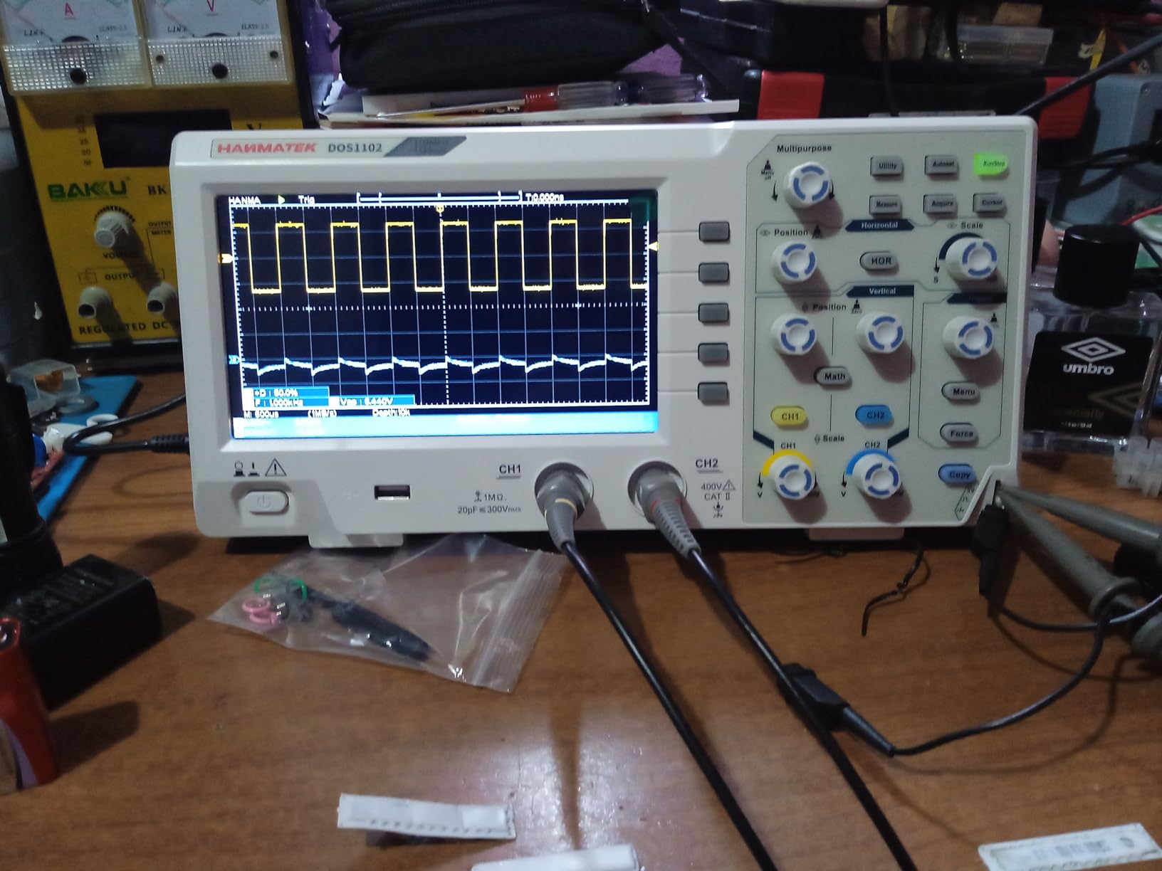 HANMATEK 110mhz Bandwidth DOS1102 Digital Oscilloscope with 2 Channels and Screen 7 inch / 18 cm, TFT-LCD Display, Portable Professional Oscilloscope Kit with 500 MS/s *2 Sampling Rate customer photo 1