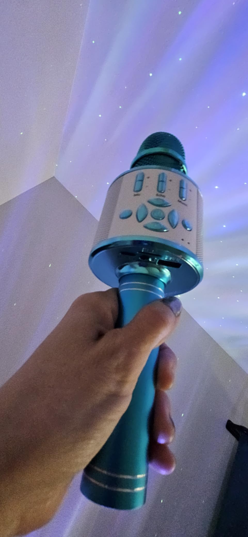 Amazmic Kids Karaoke Microphone Machine Toys for Girls Bluetooth Microphone with LED Light, Christmas Birthday Gift for Girls Boys 3-12+ Years Old (Blue) customer photo 2
