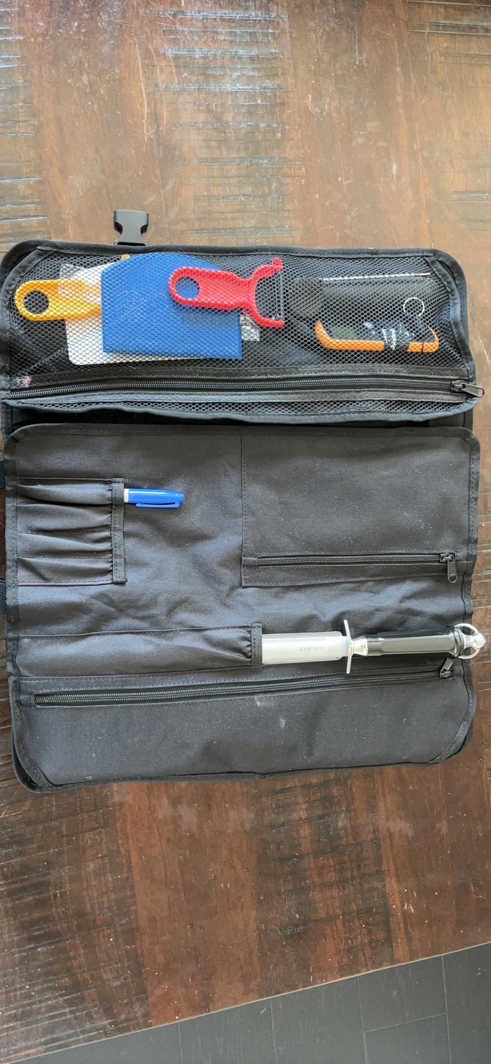 Asaya Waxed Nylon Chef Knife Roll Bag with 20 Slots and Zippered Pockets - Professional Chef Knife Bag & Storage Case, Tool Carrier with Shoulder Strap - Knives Not Included (Black) customer photo 2
