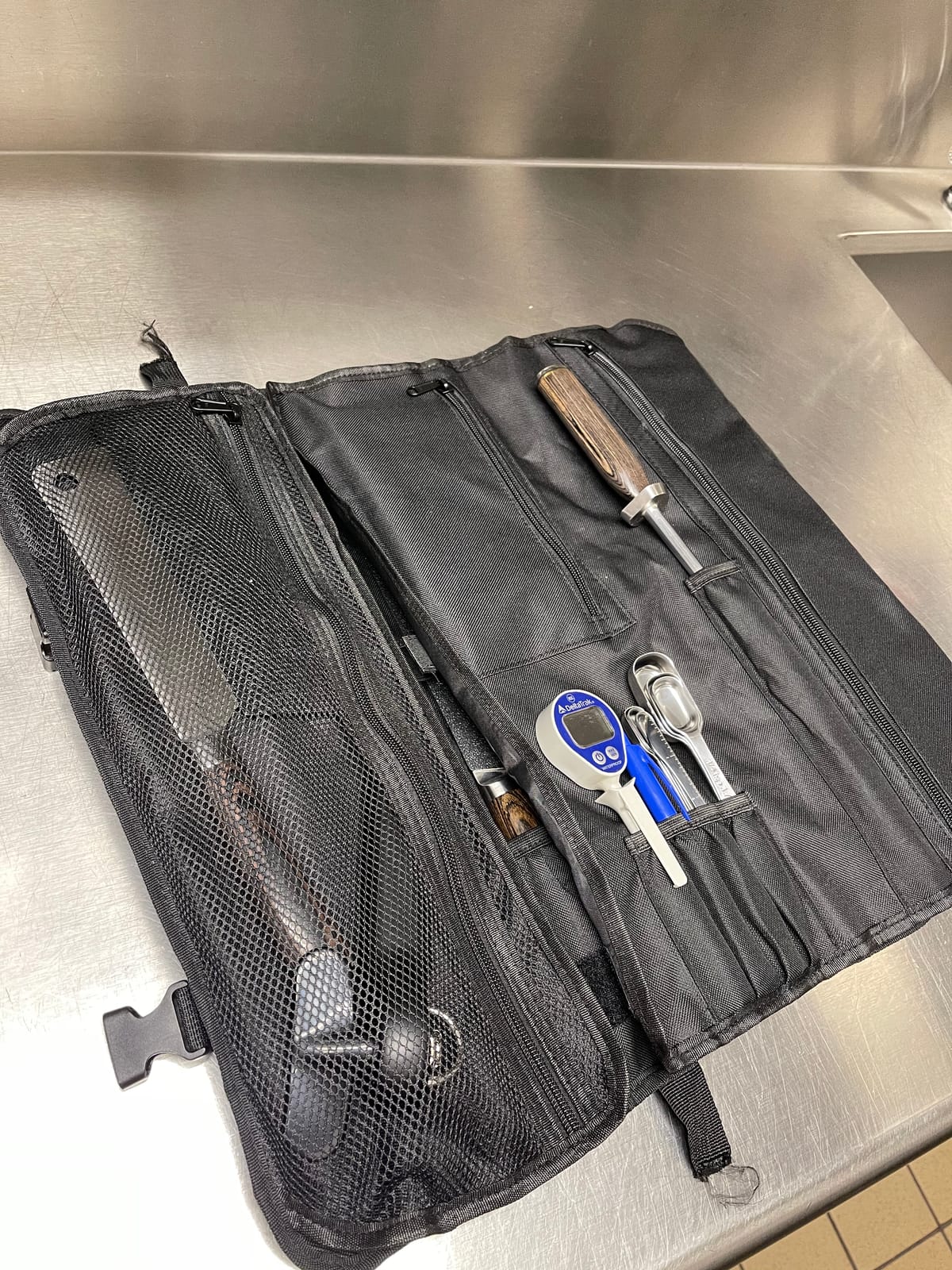 Asaya Waxed Nylon Chef Knife Roll Bag with 20 Slots and Zippered Pockets - Professional Chef Knife Bag & Storage Case, Tool Carrier with Shoulder Strap - Knives Not Included (Brown) customer photo 2