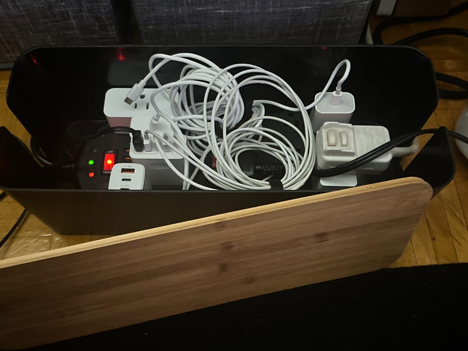 2Pack Cable Management Box,Wooden Style Cord Organizer Cord Hide Box | Cable Organizer for TV Wires, Computer, USB Hub & Under Desk Power Strip, ABS Material, Baby Proof, Home & Office customer photo 1