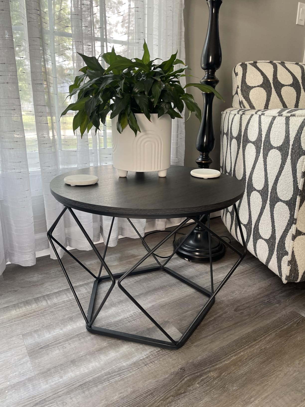 VASAGLE Small Round Coffee Table Set of 2, with Steel Frame customer photo 2