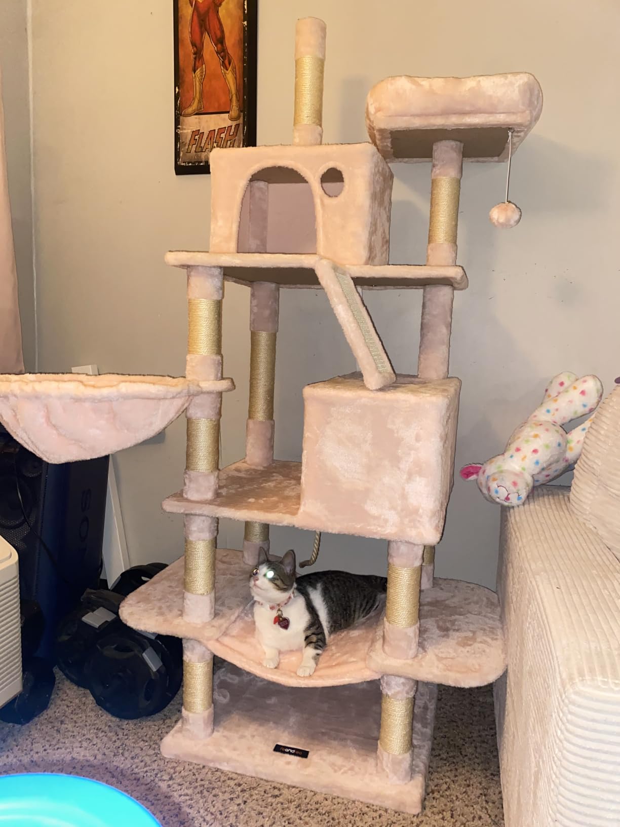 Feandrea Cat Tree, 81.1-Inch Large Cat Tower, Multi-Level Condo, Smoky Gray customer photo 2