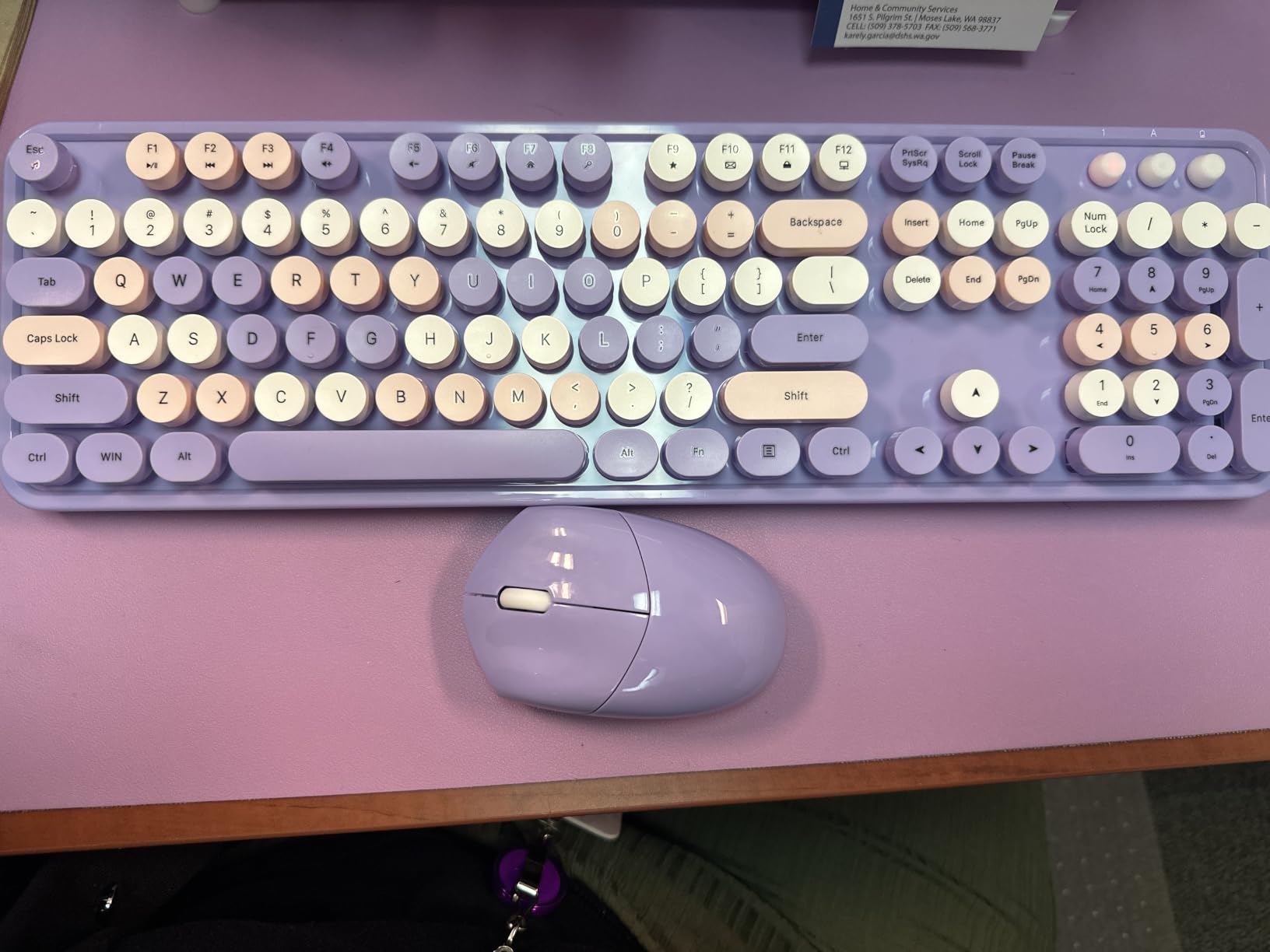 MOFII Wireless Keyboard and Mouse Combo, Retro Keyboard with Round Keycaps, 2.4GHz Dropout-Free Connection, Cute Wireless Mouse for PC/Laptop/Mac/Windows XP/7/8/10 (Blue-Colorful) customer photo 1