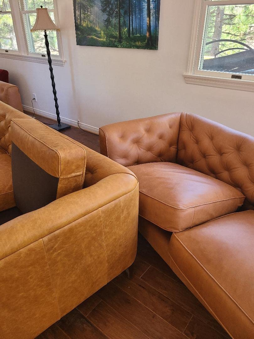POLY & BARK Essex 89” Full-Grain Italian Leather Sofa – Tufted Back, Feather-Down Comfort, Solid Wood Frame, Cognac Tan customer photo 2