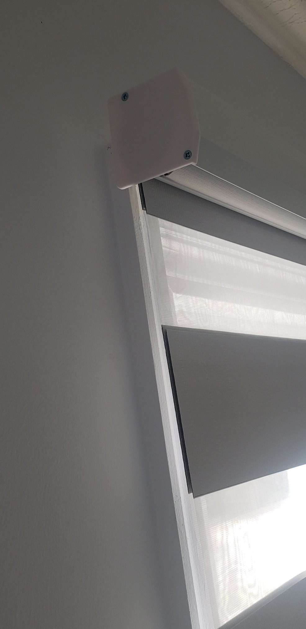 Graywind Motorized Zebra Sheer Blinds Compatible with Alexa Horizontal Light Filtering Window Shades Remote Roller Blinds with Valance for Smart Home and Office, Customized Size (Luxury Silver White) customer photo 2