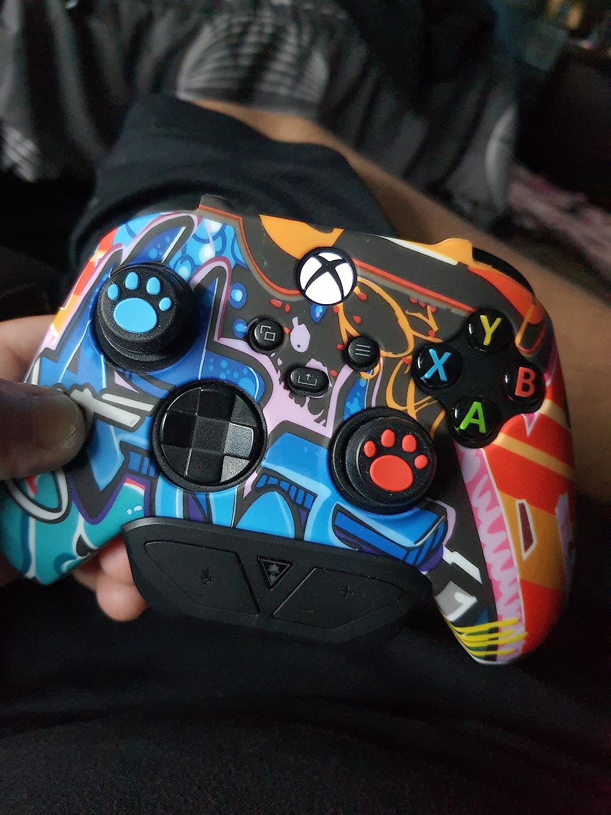 [2 Pack] Jusy Compatible with Xbox Series X/S Controller Soft Silicone Cover Skin, Sweat-Proof Dust-Proof Anti-Slip Case Cover Protective Accessories Set, with 10 Thumb Grips (Red+Blue) customer photo 2