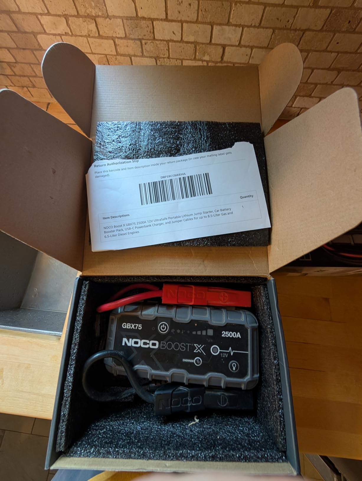 NOCO Boost GBX75 2500A UltraSafe Jump Starter, 12V Lithium Battery Booster - Spark-Proof & Reverse Polarity Protection, For Car, Truck, Motorcycle, SUV, Boat, ATV, RV, up to 8.5L Gas & 6.5L Diesel customer photo 2