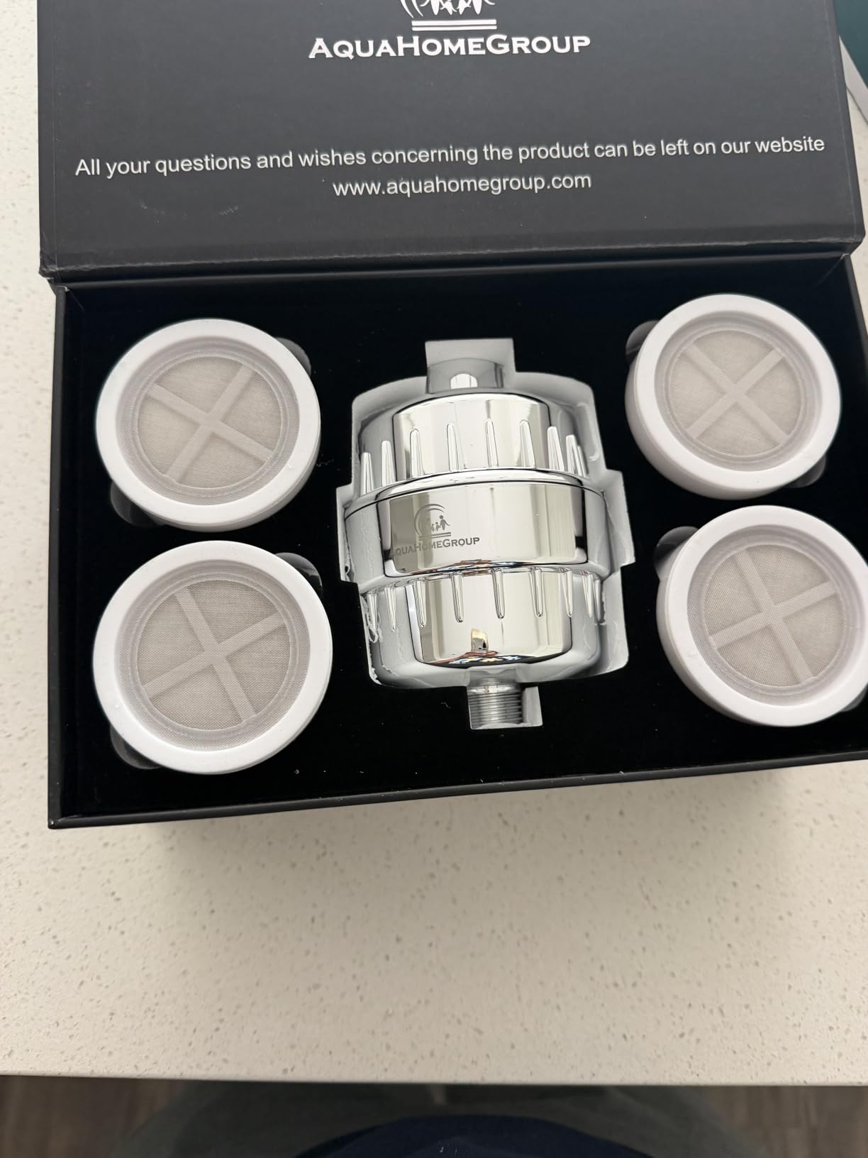 AquaHomeGroup Shower Head Filter — 20-Stage + 5 Replacement Cartridges — Reduces Chlorine and Other Chemicals — Vitamin C, E & A Shower Filter for Healthier Skin & Hair customer photo 2
