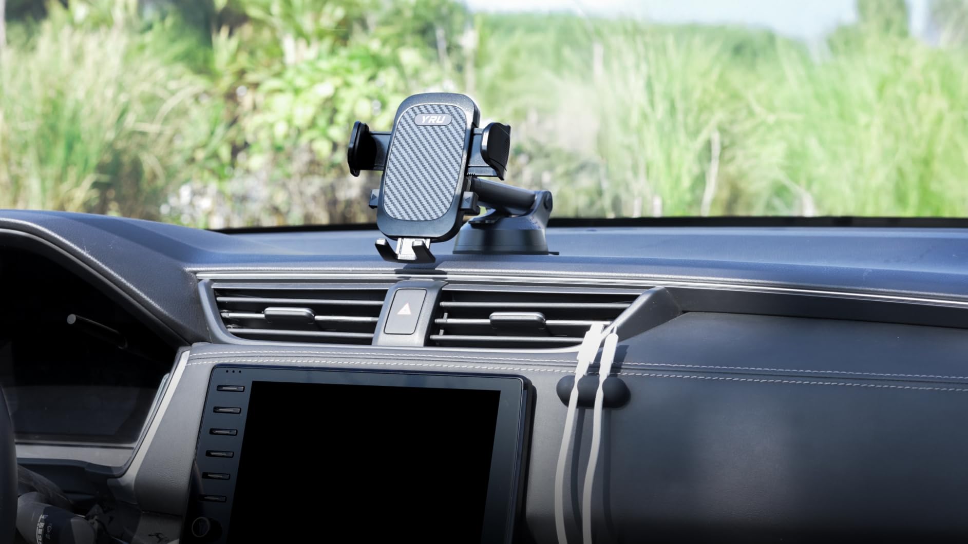 YRU True Military-Grade [360° Rotation Suction] 2026 Ultimate Car Phone Holder Mount【90+LBS Safest Strongest & Patent Certs】 Dash Windshield for iPhone 17 16 Pro Max Speakerphones, Gloss Black customer photo 1