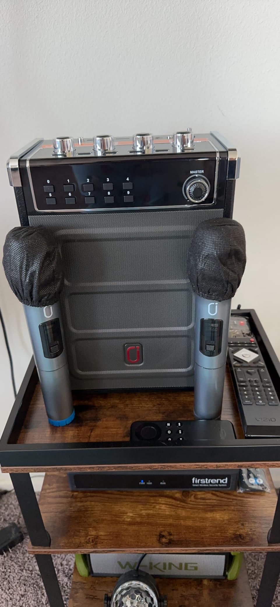 JYX Karaoke Machine with 2 Wireless Microphones, Portable Bass/Treble Bluetooth Speaker with LED Light, Support TWS, AUX in, FM, REC PA System with Remote Control, Supply for Party/Adults/Kids customer photo 2