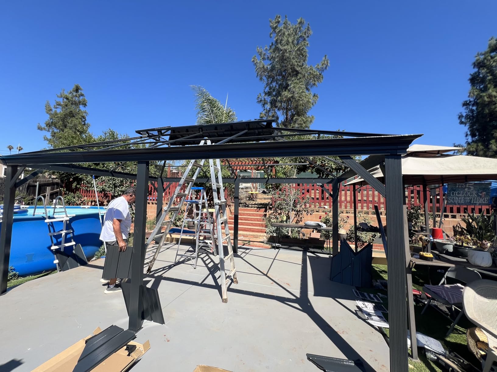 Domi 10'X12' Gazebo with Double Roof Steel, Heavy Duty Outdoor Patio Gazebo customer photo 1