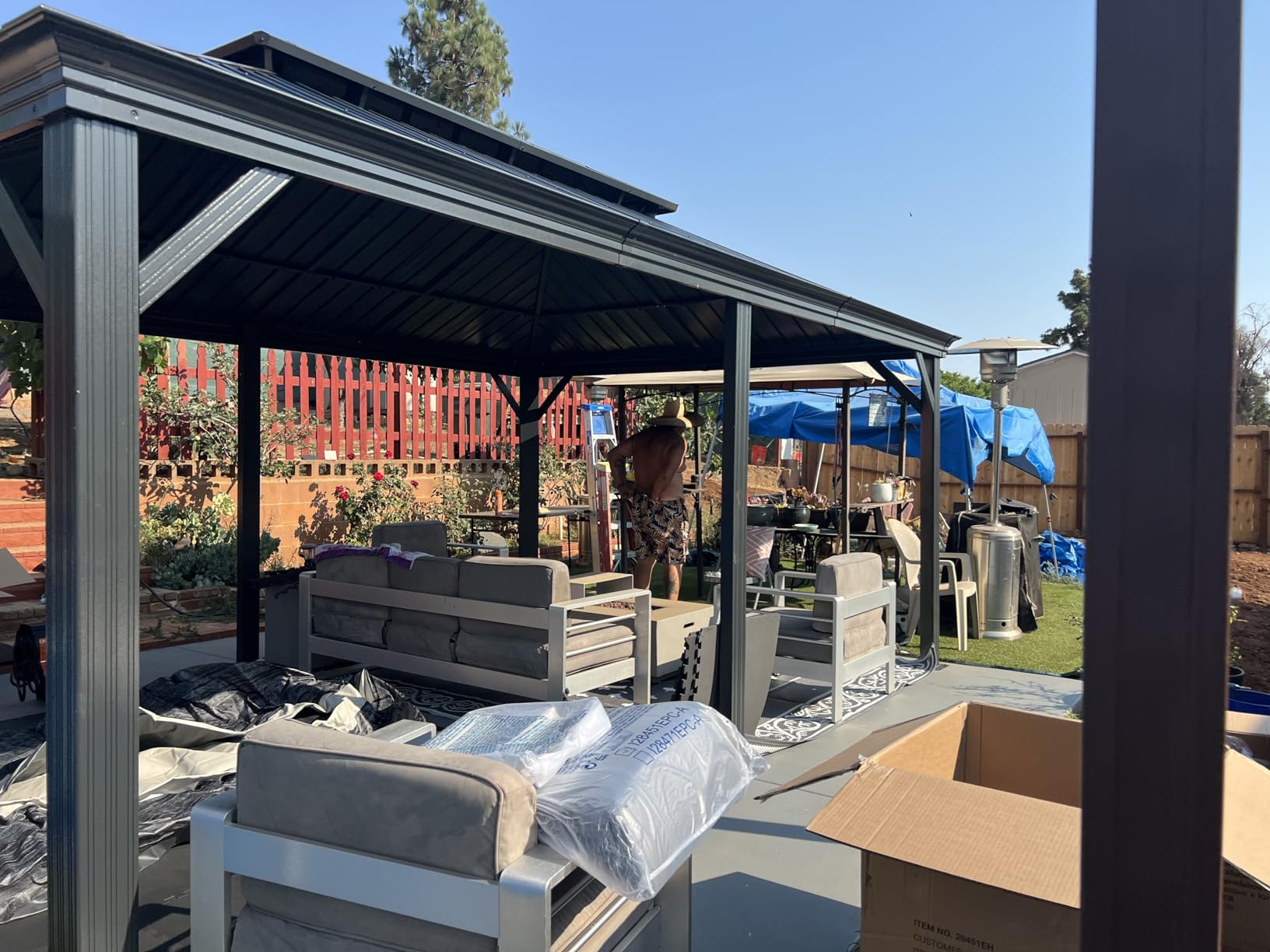 Domi 10'X12' Gazebo with Double Roof Steel, Heavy Duty Outdoor Patio Gazebo customer photo 2