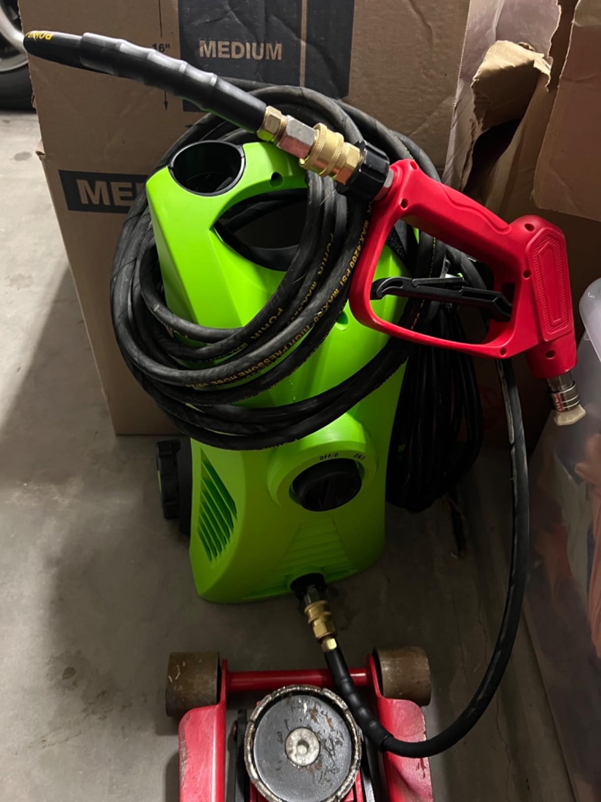 POHIR Power Washer Hose 100FT with 3/8'' Quick Connect, High Tensile Wire Braided Car Wash Water Hose with 2 Quick Connect Kits Compatible M22 14 mm, 1/4 Inch Hose for Pressure Washer, 4200 PSI customer photo 2