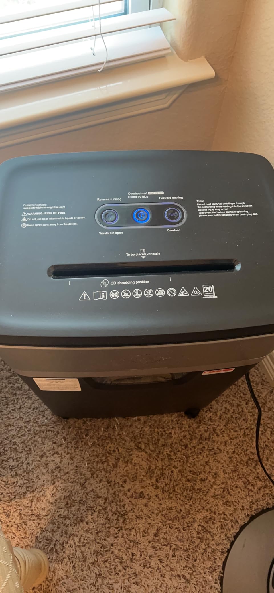 BONSEN 20-Sheet Cross-Cut P-4 High Security Heavy Duty Paper Shredder | 60-Min Nonstop, Jam-Proof, 60dB Ultra-Quiet, 6.6Gal Pullout Bin with Casters, Commercial-Grade Shredder for Home Office S3104 customer photo 2