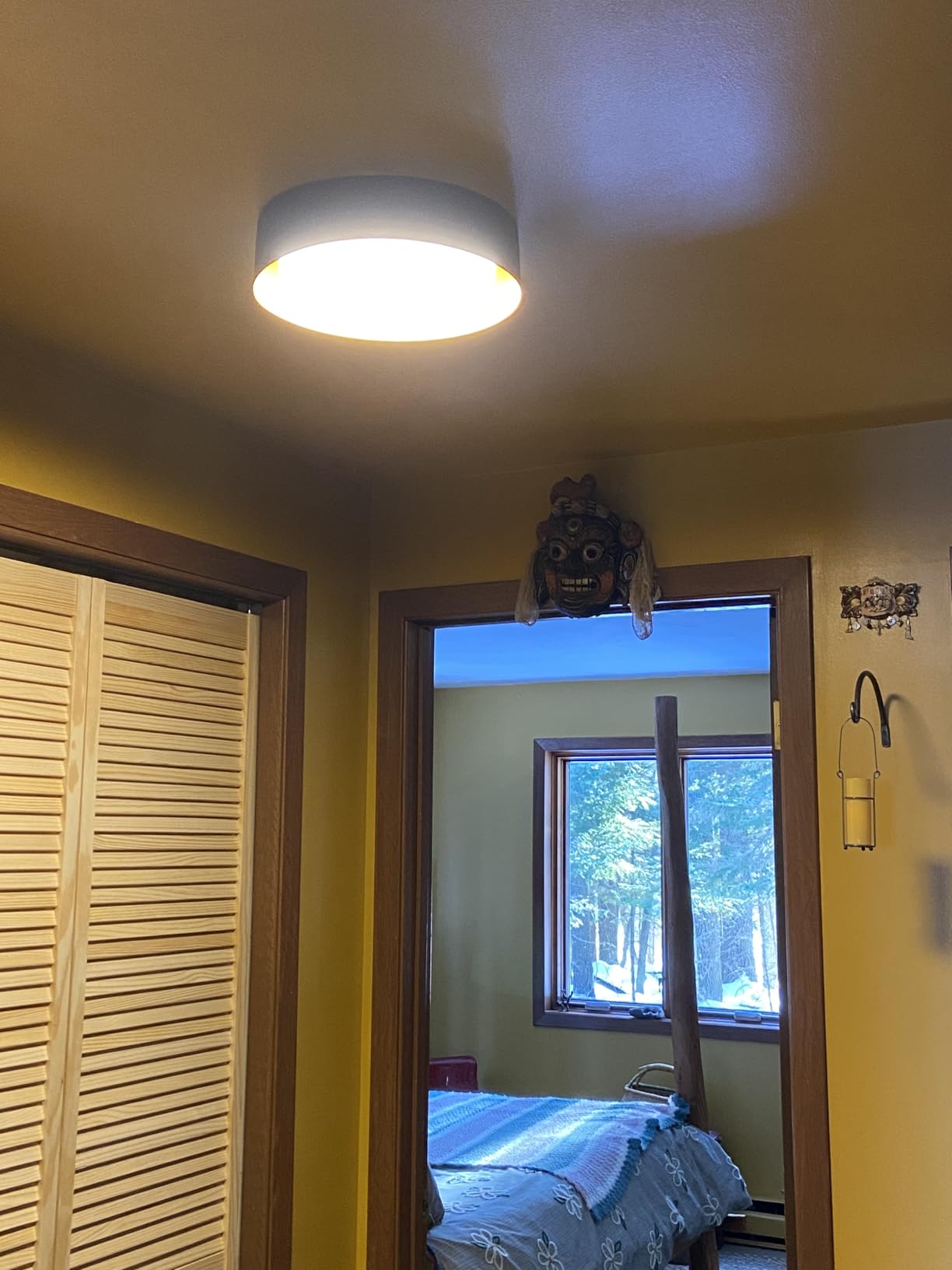 Bargeni Flush Mount Ceiling Light,Matte Black with Gold Interior,12.5
