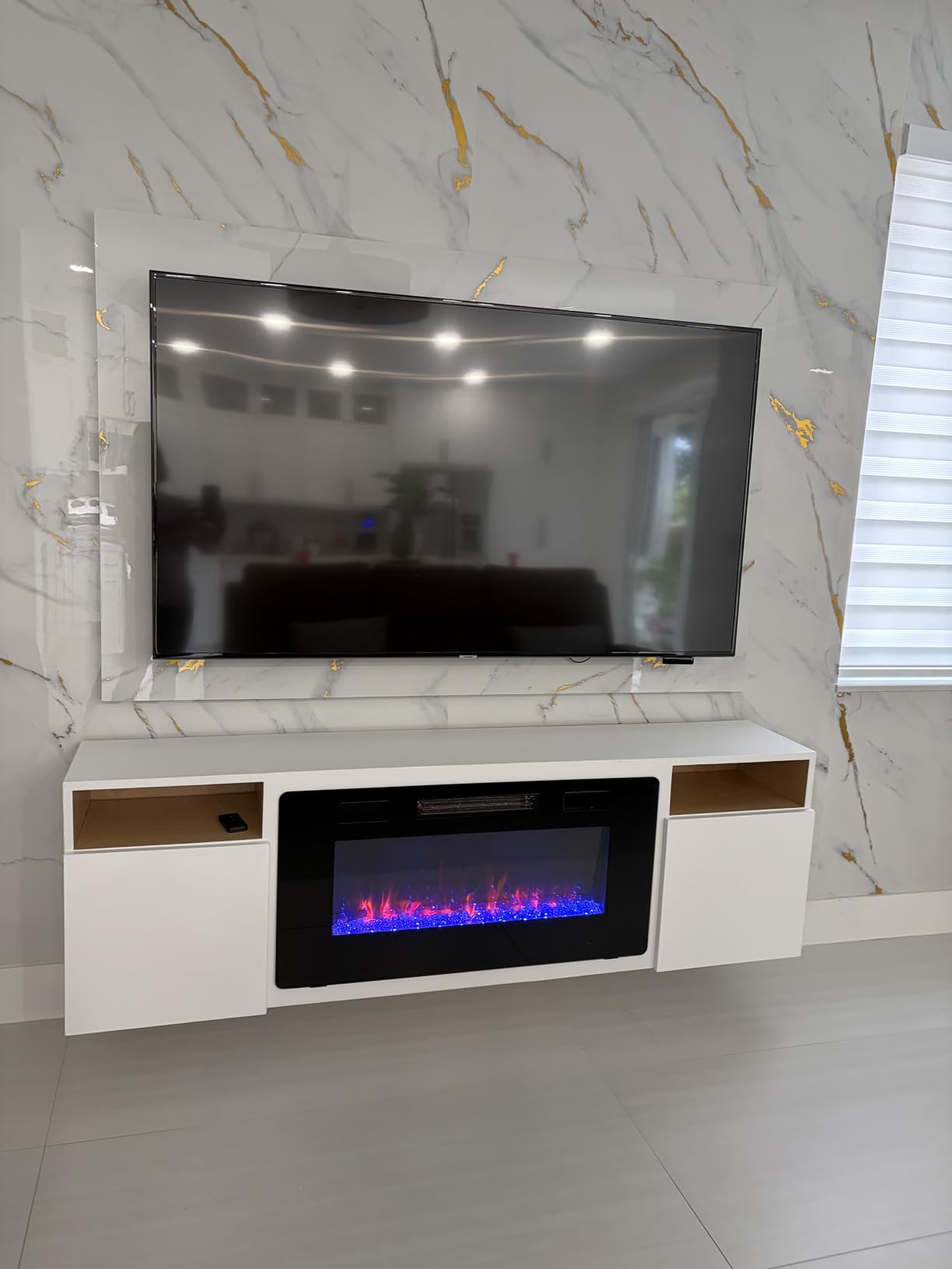 Electactic 50 Inch Electric Fireplace Insert Ultra-Thin - Recessed & Wall-Mounted Fireplace Heater with Thermostat, Adjustable Flame, Remote Control - Linear with Timer, Touch Screen, 750/1500W customer photo 2