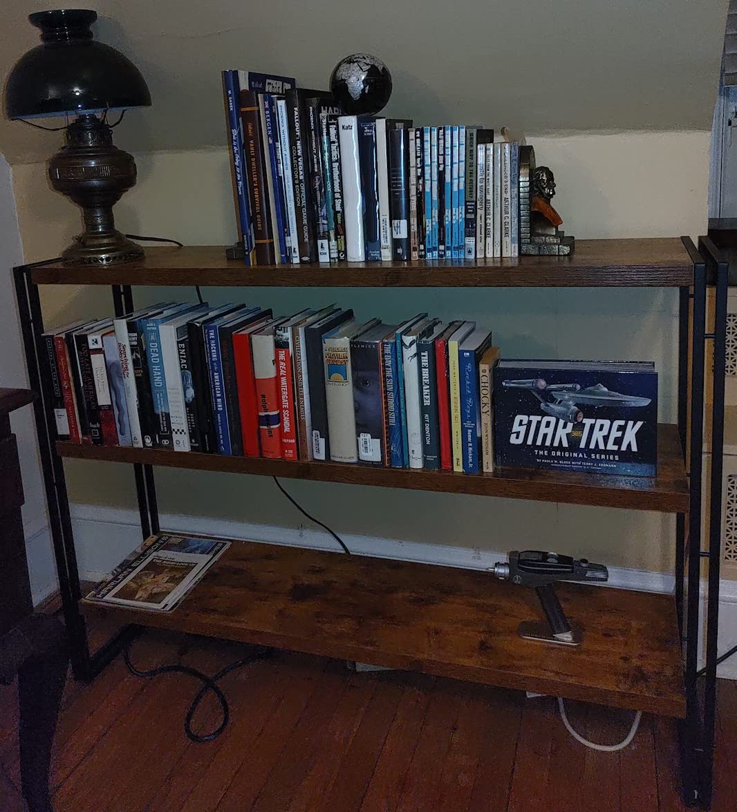 HCHQHS 3-Tier Rustic Wood and Metal Industrial Bookcase - 40in, for Home Office, Bedroom, Kitchen, Bathroom customer photo 2