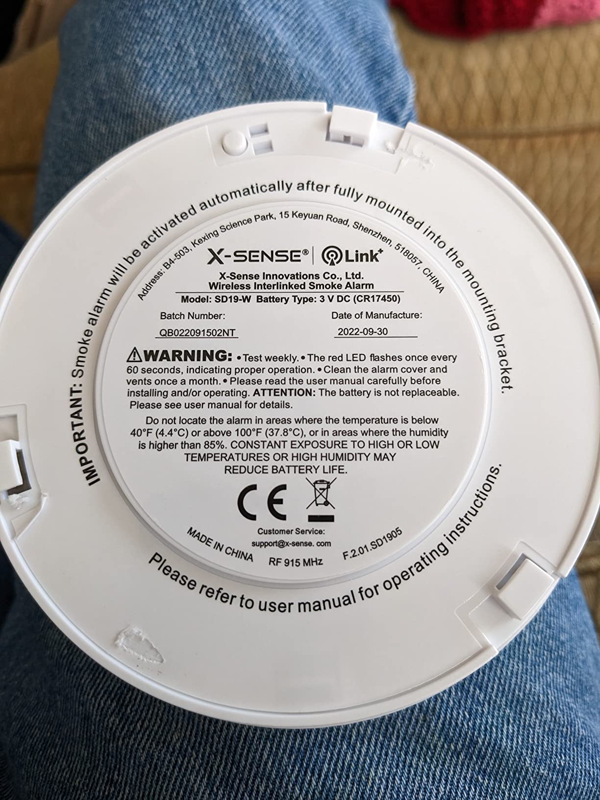 X-Sense Interconnected Smoke Detector, 10-Year Battery, SD19-W, 1-Pack customer photo 2