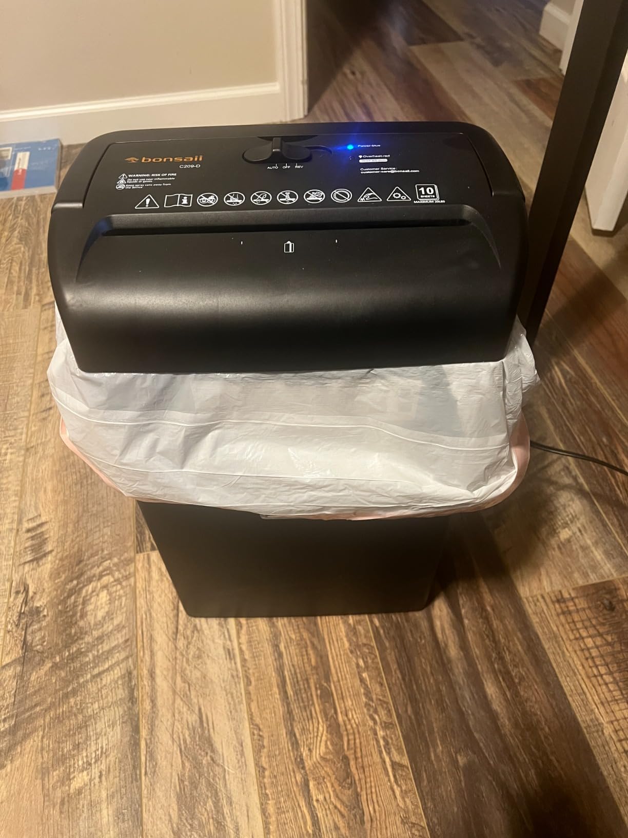 Bonsaii 10-Sheet Heavy Duty Cross Cut Paper Shredder for Home Office | 5.5-Gal Bin with Transparent Window, Shreds Credit Cards, Staples & Paper Clips, Suitable for Home Office Use, C209-D customer photo 2