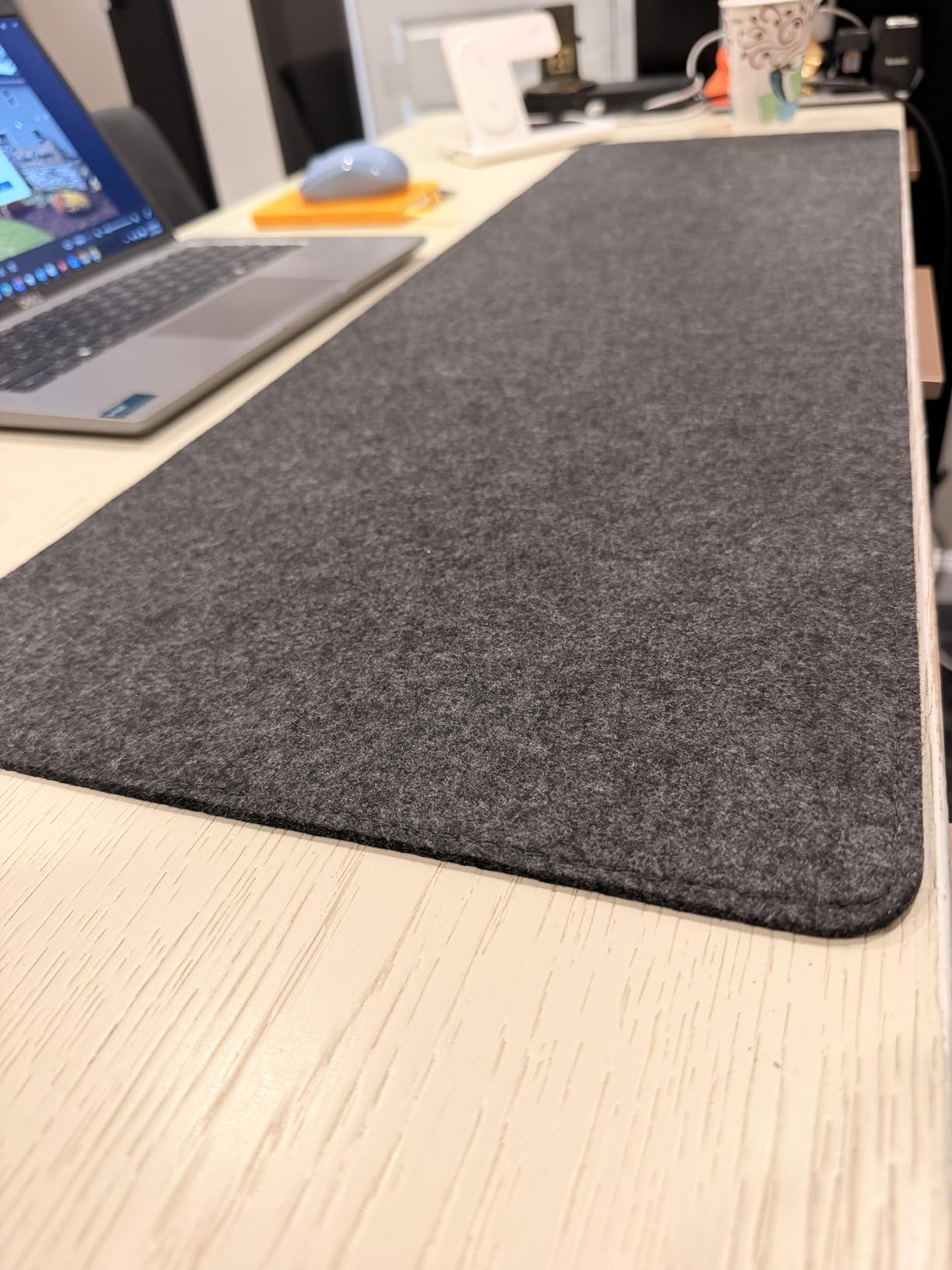 DAWNTREES Felt Desk Mat, Computer Mat for Desk, Dark Gray (36x12Inches) customer photo 2