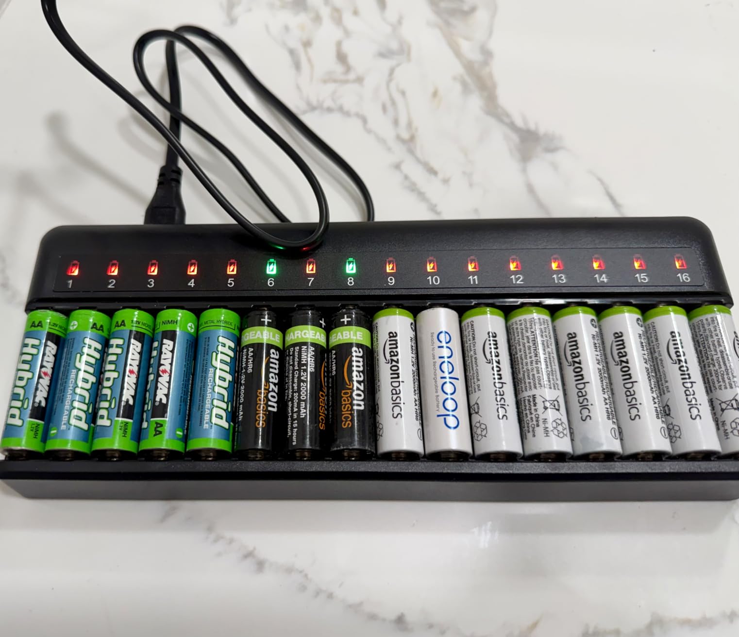 BONAI AA AAA Battery Charger 16 Bay for NiMH Rechargeable Batteries Independent Control with LED Light customer photo 1