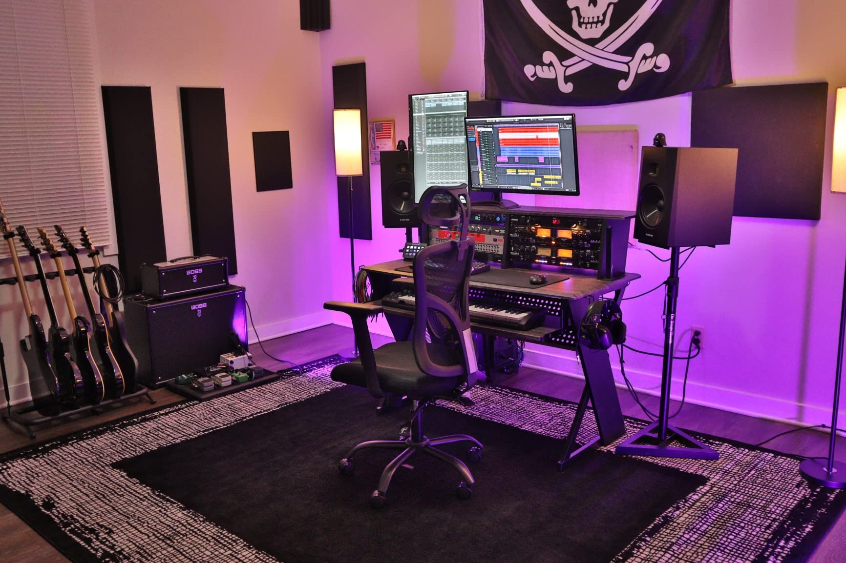 Acme Furniture Rectangular Music Desk Table with Earphone Rack, Natural and Black customer photo 2