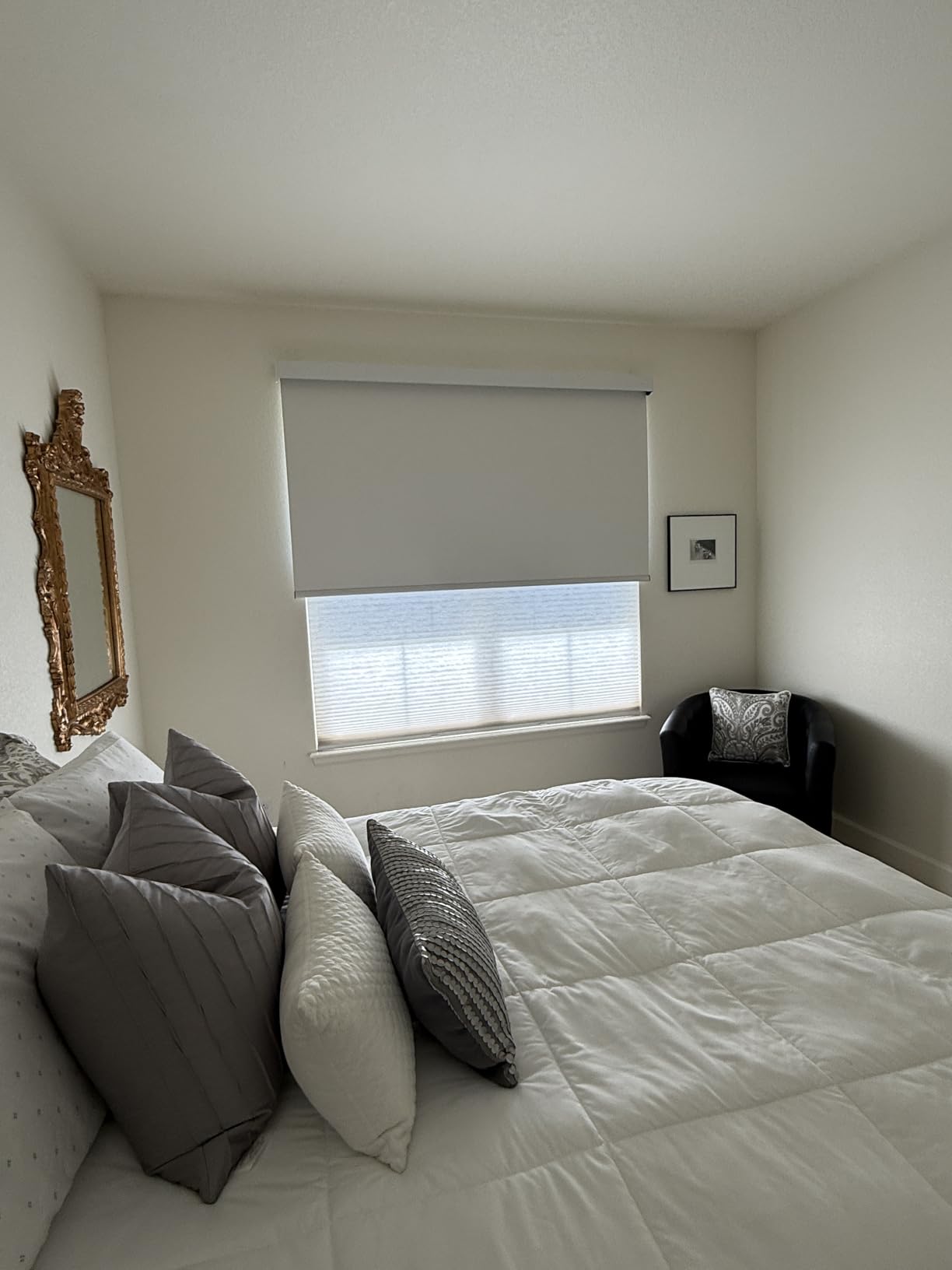 Motorized Roller Shades, 100% Blackout, Gentle White customer photo 2