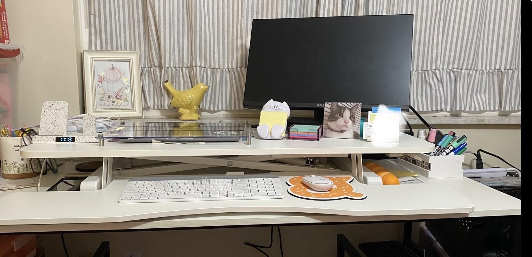 VIVO Black 26 in Standing Desk Converter, DESK-V026KB | Height Adjustable, Stand Up Desk Riser, Wide Keyboard Tray, Dual Monitor and Laptop Workstation, Black Frame, K Series customer photo 1