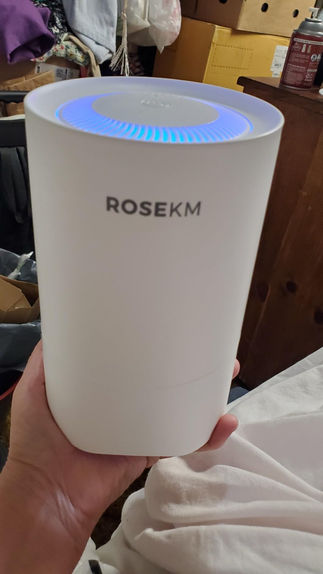 ROSEKM Small Air Purifier for Bedroom & Desk, 50 Sq Ft, H13 HEPA, White customer photo 1