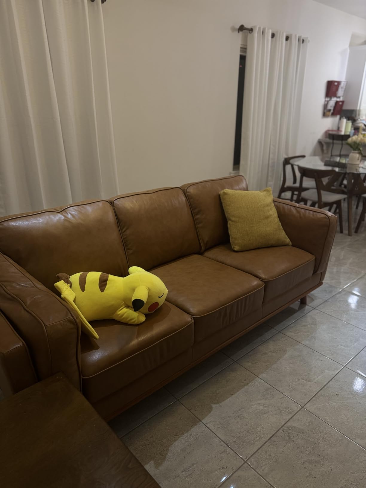 Valencia Artisan Full Leather Sofa 88” - Pure Full Italian Nappa Leather Couch for Living Room Furniture, Solid Wood Accent, Ultimate Comfort, Cognac Tan customer photo 2