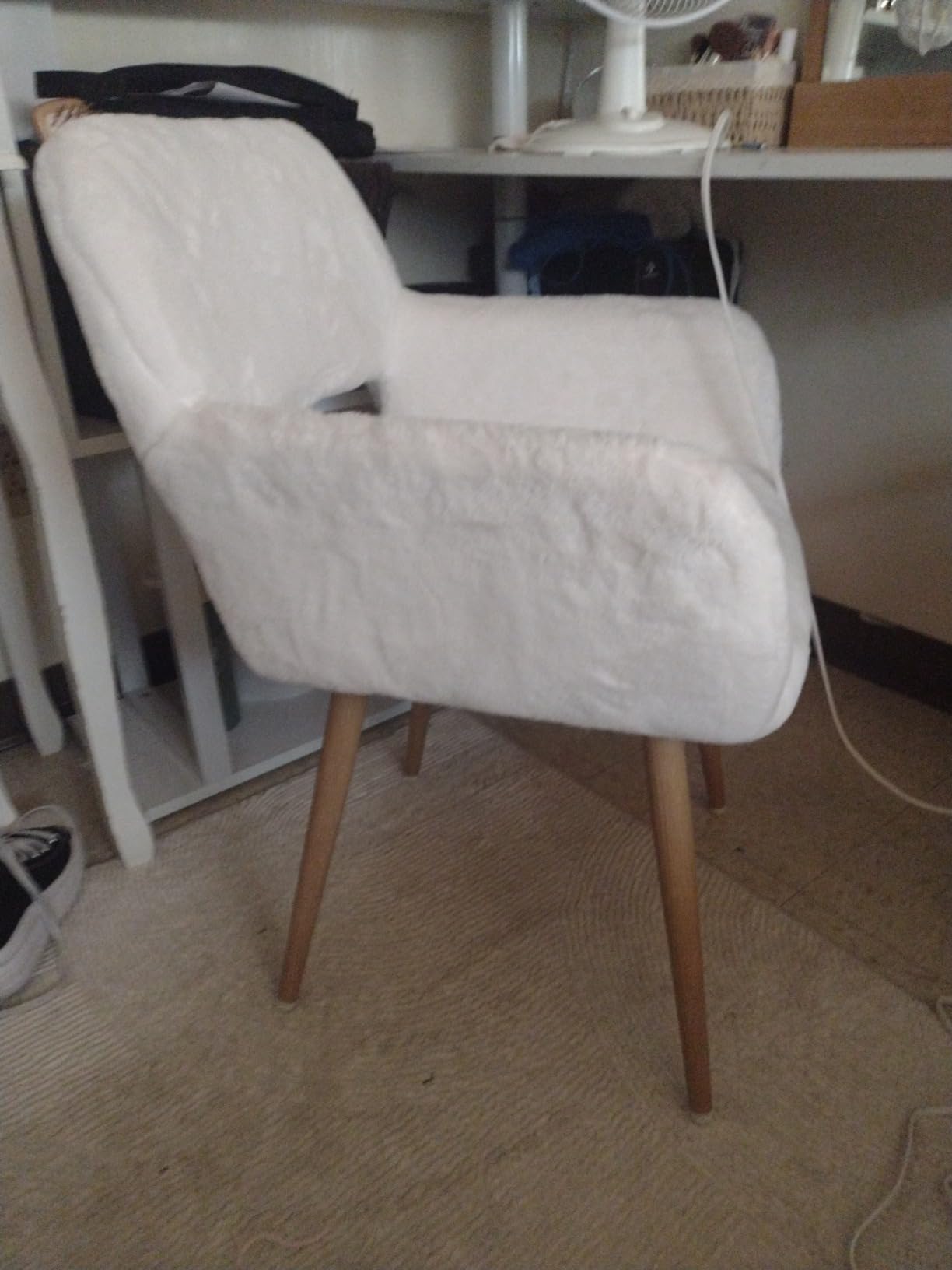 KCC Desk Chair No Wheels Makeup Vanity Chair for Living Room,1PC,White customer photo 1