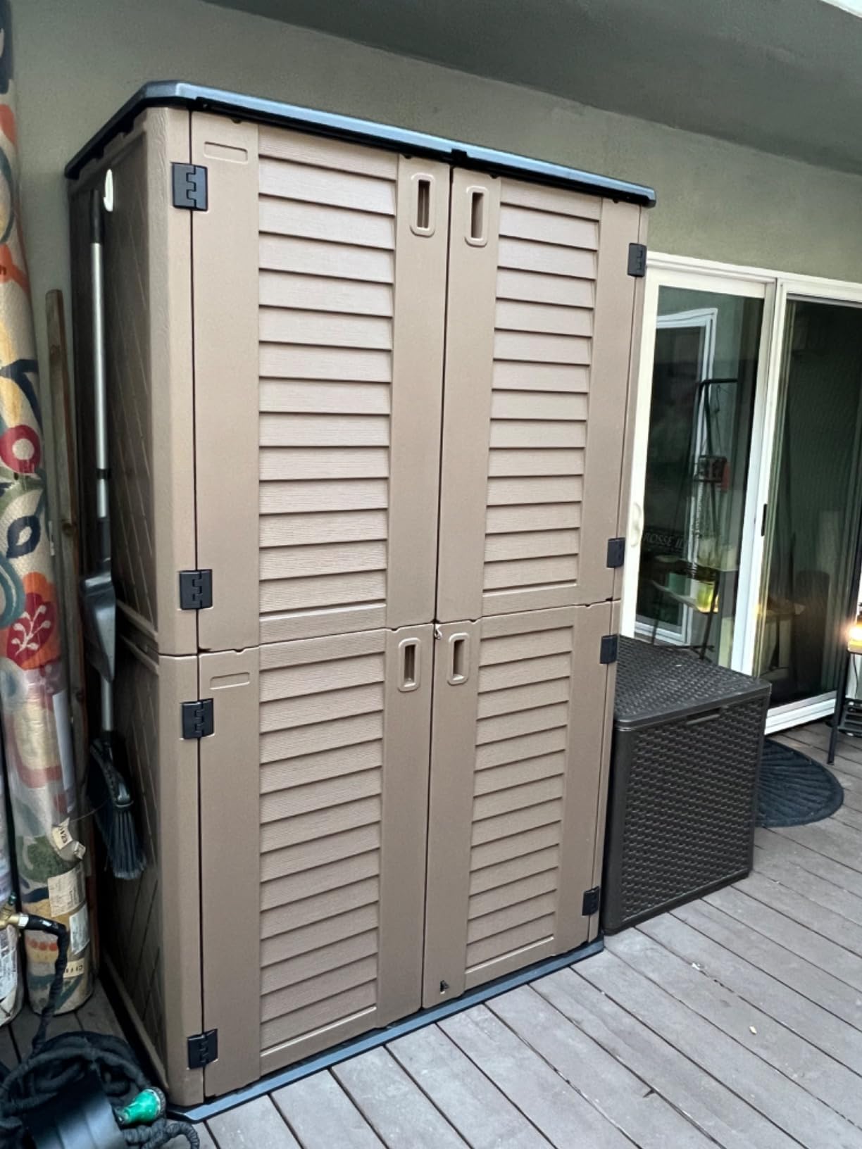 Mrosaa Horizontal Resin Storage Shed, 34 Horizontal Cu.ft Outdoor Storage Cabinet Waterproof for Garden/Backyard/Home/Pool, Lockable(34 Cu.ft-Brown) customer photo 1