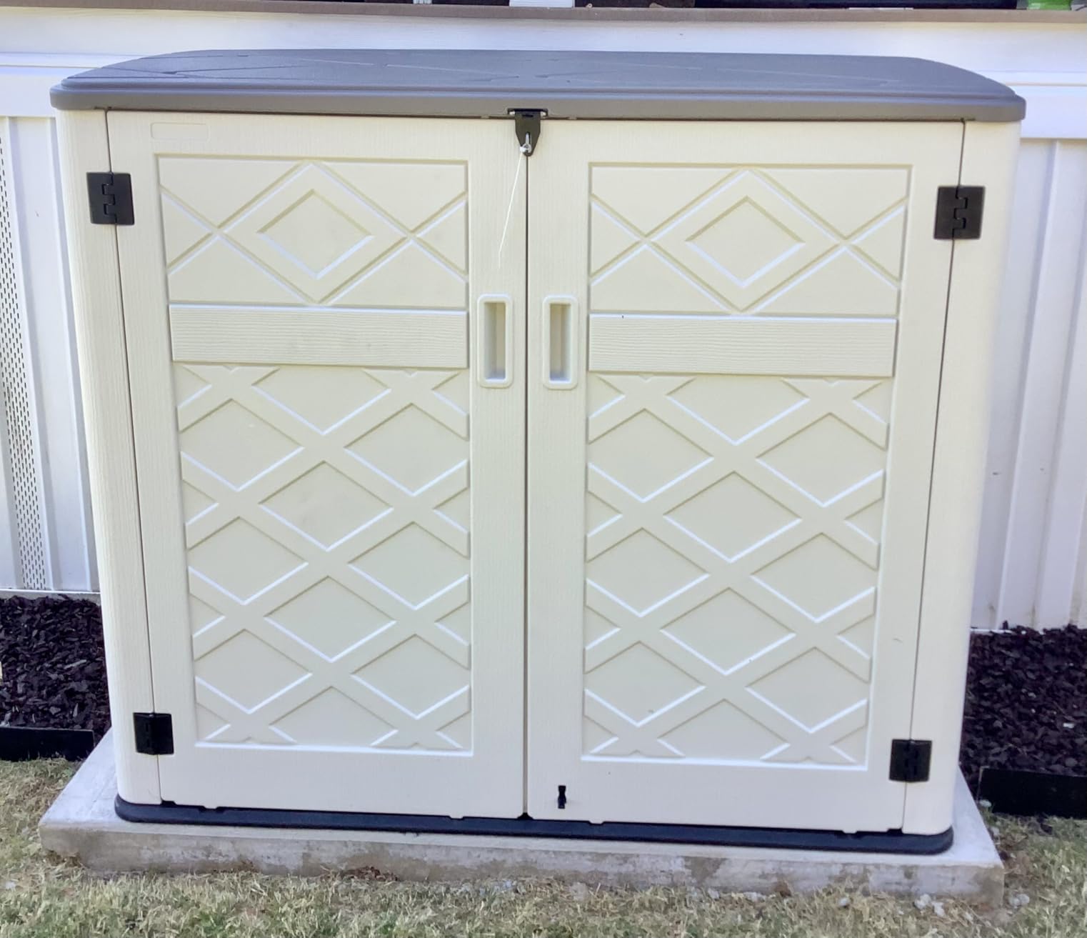 Mrosaa Horizontal Resin Storage Shed, 34 Horizontal Cu.ft Outdoor Storage Cabinet Waterproof for Garden/Backyard/Home/Pool, Lockable(34 Cu.ft-Brown) customer photo 2