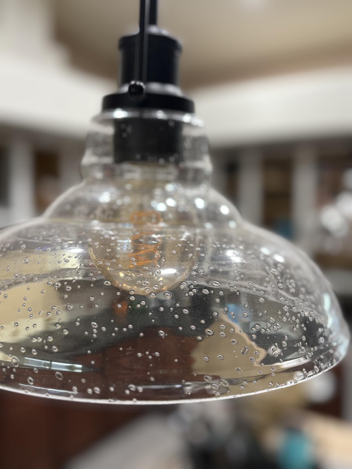 Zlepmlla Glass Pendant Light, Black Famrhouse Pendant Light Fixture customer photo 2